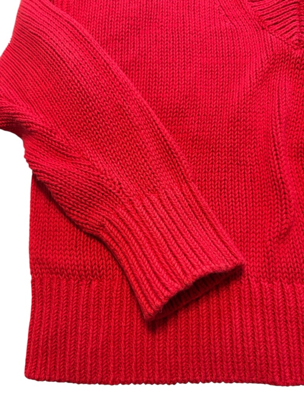 J. Crew Heritage Cotton Oversized V-Neck Sweater S Red Fisherman Preppy - Picture 5 of 7
